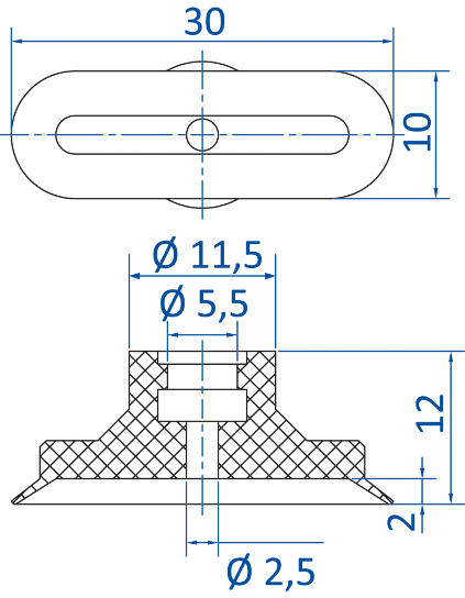 Овальная вакуумная присоска FIPA серии SKT-O 132.30x10.084.19 чертеж.png
